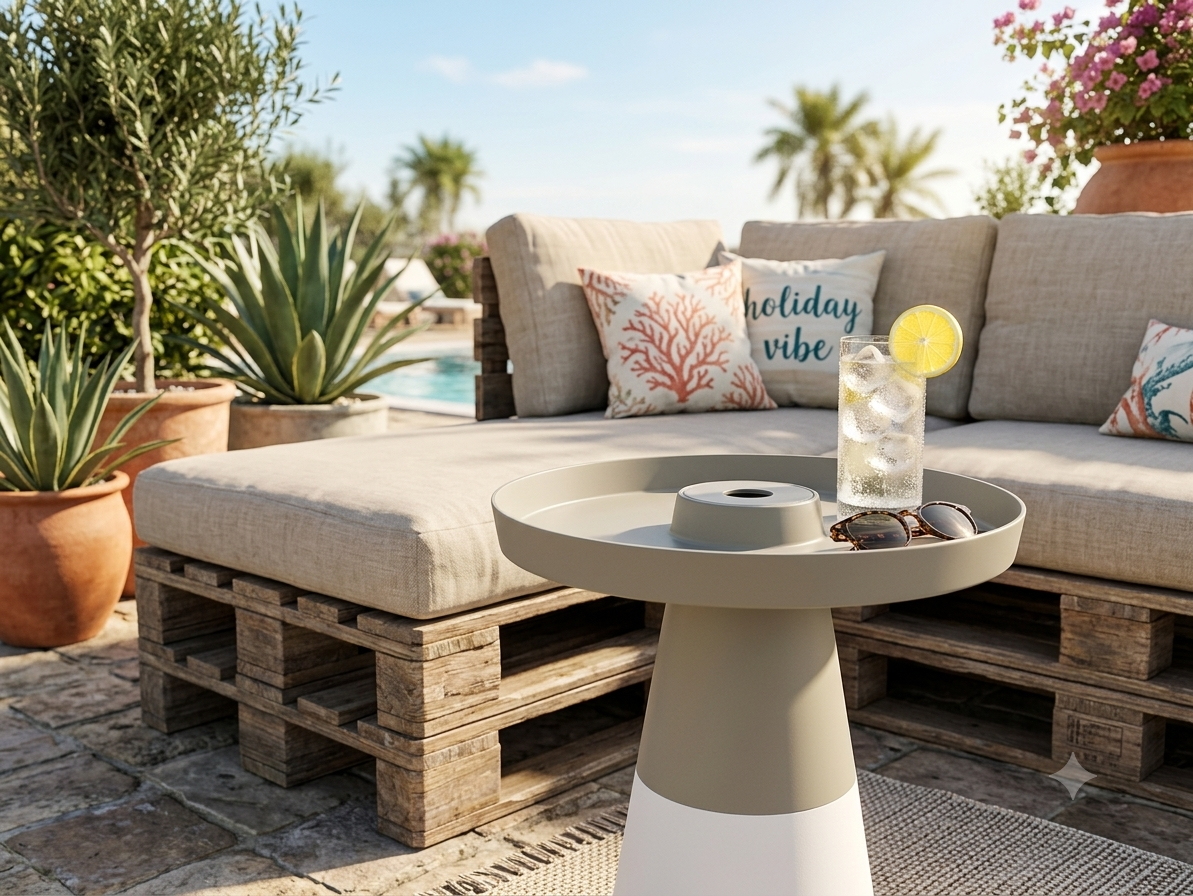 T-Form Beistelltisch CAPATA – Sofa-, Laptop- & Gartentisch für Lounge & Balkon